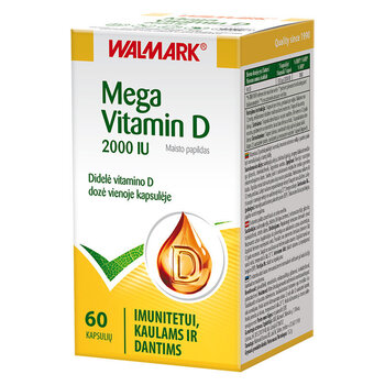 Augsta vitamīna deva - WM. Mega Vit. D3 2000IU caps. N60 cena un informācija | Vitamīni, preparāti, uztura bagātinātāji imunitātei | 220.lv