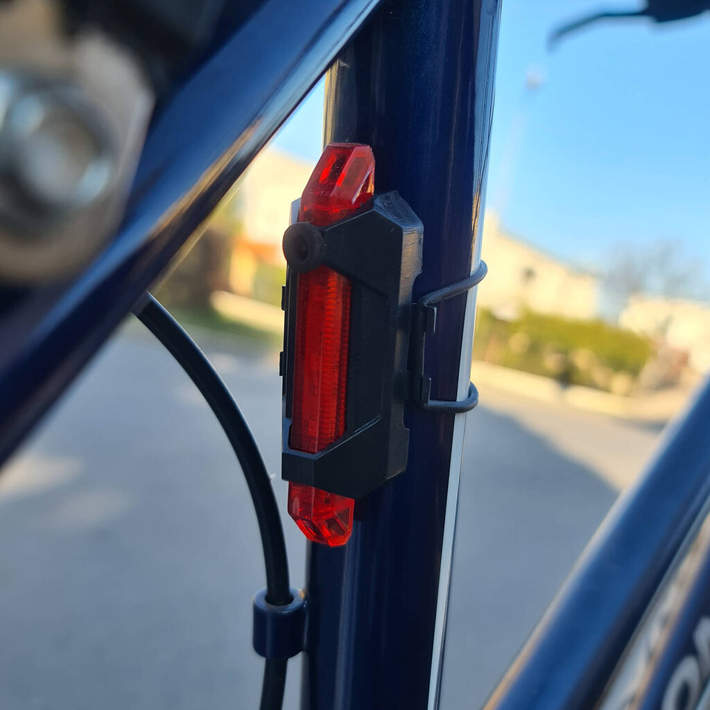 USB LED velosipēda priekšējais lukturis + aizmugurējais lukturis cena un informācija | Velo lukturi un atstarotāji | 220.lv