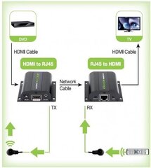 Удлинитель HDMI Techly Full HD 1080p до 60 м, Cat6 / 6a / 7 с ИК цена и информация | Адаптеры и USB разветвители | 220.lv