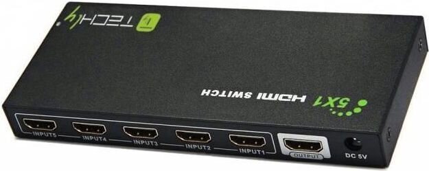 Slēdzis Techly 5 porti HDMI 5x1 4K*30Hz cena un informācija | Adapteri un USB centrmezgli | 220.lv