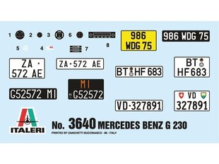 Italeri - Mercedes-Benz G230, 1/24, 3640 cena un informācija | Konstruktori | 220.lv