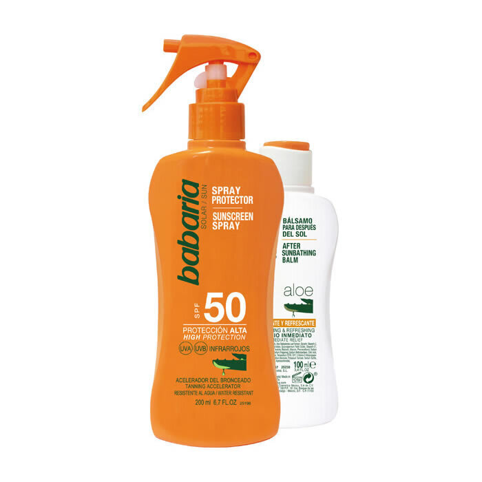 Komplekts Babaria: Sauļošanās sprejs SPF 50, 200 ml + losjons pēc sauļošanās, 100 ml цена и информация | Sauļošanās krēmi | 220.lv