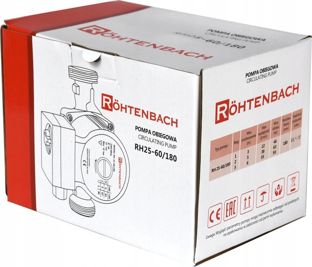 Cirkulācijas sūknis RÖHTENBACH RH 25-60 / 180 cena un informācija | Taimeri, termostati | 220.lv