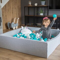 KiddyMoon Квадрат детский бассейн с мячиками 120x30см цена и информация | Игрушки для малышей | 220.lv