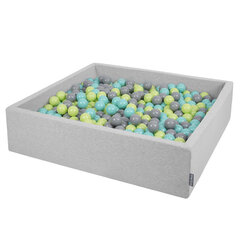 Putu bumbu baseins kvadrāts, ar bumbiņām KiddyMoon Baby 120x30 cm/200 Bumbiņas ∅ 7cm, Gaiši pelēks:Gaiši zaļš-Gaišs tirkīzs-Pelēks cena un informācija | Rotaļlietas zīdaiņiem | 220.lv