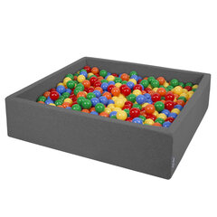 Putu bumbu baseins kvadrāts, ar bumbiņām KiddyMoon Baby 120x30 cm/200 Bumbiņas ∅ 7cm, Tumši pelēks:Dzeltens-Zaļš-Zils-Sarkans-Oranžs cena un informācija | Rotaļlietas zīdaiņiem | 220.lv