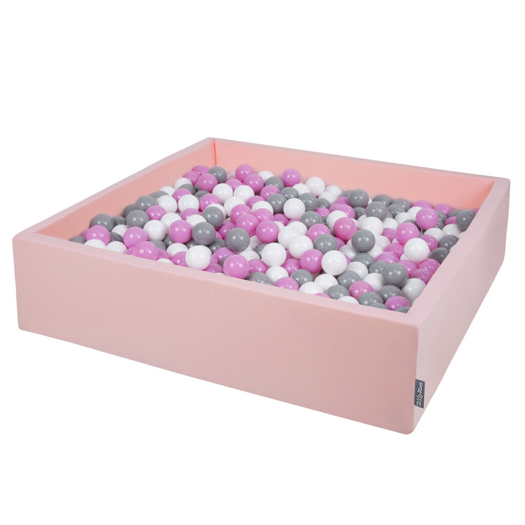 Putu bumbu baseins kvadrāts, ar bumbiņām KiddyMoon Baby 120x30 cm/200 Bumbiņas ∅ 7cm, Rozā:Pelēks-Balts-Rozā cena un informācija | Rotaļlietas zīdaiņiem | 220.lv