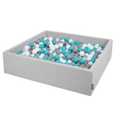 Putu bumbu baseins kvadrāts, ar bumbiņām KiddyMoon Baby 120x30 cm/200 Bumbiņas ∅ 7cm, Gaiši pelēks:Pelēks-Balts-Tirkīzs cena un informācija | Rotaļlietas zīdaiņiem | 220.lv