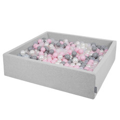 Putu bumbu baseins kvadrāts, ar bumbiņām KiddyMoon Baby 120x30 cm/300 Bumbiņas ∅ 7cm, Gaiši pelēks:Pērļu -Pelēks-Caurspīdīgs-Pūderrozā cena un informācija | Rotaļlietas zīdaiņiem | 220.lv