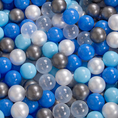 Putu bumbu baseins kvadrāts, ar bumbiņām KiddyMoon Baby 120x30 cm/300 Bumbiņas ∅ 7cm, Gaiši pelēks:Pērļu -Zils-Gaiši Zils-Caurspīdīgs cena un informācija | Rotaļlietas zīdaiņiem | 220.lv