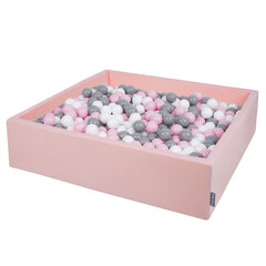 Putu bumbu baseins kvadrāts, ar bumbiņām KiddyMoon Baby 120x30 cm/300 Bumbiņas ∅ 7cm, Rozā:Balts-Pelēks-Pūderrozā cena un informācija | Rotaļlietas zīdaiņiem | 220.lv