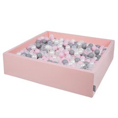 Putu bumbu baseins kvadrāts, ar bumbiņām KiddyMoon Baby 120x30 cm/200 Bumbiņas ∅ 7cm, Rozā:Pērļu -Pelēks-Caurspīdīgs-Pūderrozā cena un informācija | Rotaļlietas zīdaiņiem | 220.lv