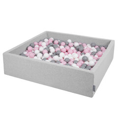 Putu bumbu baseins kvadrāts, ar bumbiņām KiddyMoon Baby 120x30 cm/200 Bumbiņas ∅ 7cm, Gaiši pelēks:Balts-Pelēks-Pūderrozā cena un informācija | Rotaļlietas zīdaiņiem | 220.lv