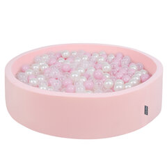 Putu bumbu baseins kvadrāts, ar bumbiņām, apaļš KiddyMoon Baby 120x30 cm/200 Bumbiņas ∅ 7cm, Rozā:Pūderrozā-Pērļu-Caurspīdīgs cena un informācija | Rotaļlietas zīdaiņiem | 220.lv