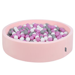 Putu bumbu baseins kvadrāts, ar bumbiņām, apaļš KiddyMoon Baby 120x30 cm/200 Bumbiņas ∅ 7cm, Rozā:Pelēks-Balts-Rozā cena un informācija | Rotaļlietas zīdaiņiem | 220.lv
