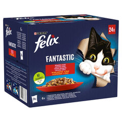 Felix Fantastic vistas, liellopa, truša, jēra garša, 24x85 g cena un informācija | Konservi kaķiem | 220.lv