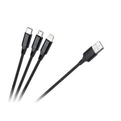 USB 3in1 microUSB kabelis, USB tips C, Lightning 100 cm цена и информация | Rebel Бытовая техника и электроника | 220.lv