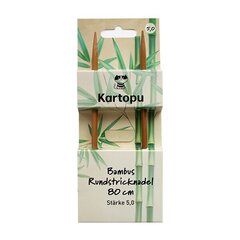 Бамбуковые круговые спицы Kartopu 80 см с металлическим тросом 4,00 мм цена и информация | Принадлежности для вязания | 220.lv
