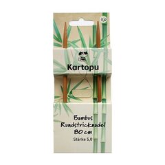 Бамбуковые круговые спицы Kartopu 80 см с металлическим тросом 6,00 мм цена и информация | Принадлежности для вязания | 220.lv