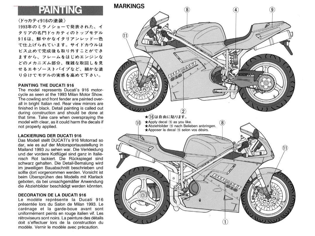 Tamiya - Ducati 916, 1/12, 14068 cena un informācija | Konstruktori | 220.lv