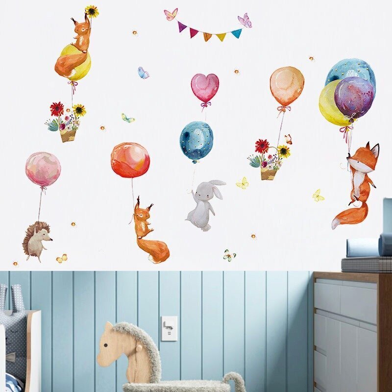 Bērnu sienas uzlīmes Ziedlapiņas un truši ar baloniem цена и информация | Dekoratīvās uzlīmes | 220.lv