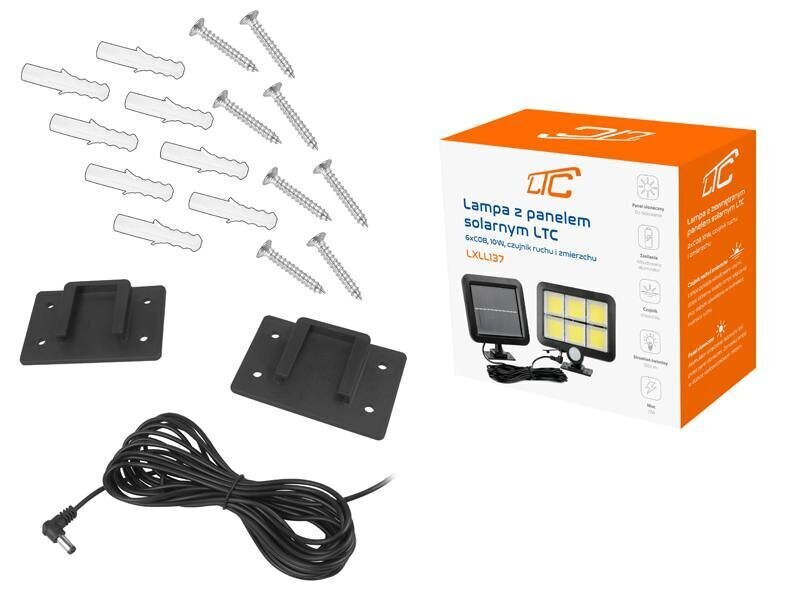 LTC 6x COB 10W lampa + saules panelis ar vadu 1800 mAh cena un informācija | Āra apgaismojums | 220.lv