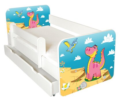 Детская кровать с матрасом, ящиком для постельного белья и съемным барьером Ami 47, 140x70 см цена и информация | Детские кровати | 220.lv