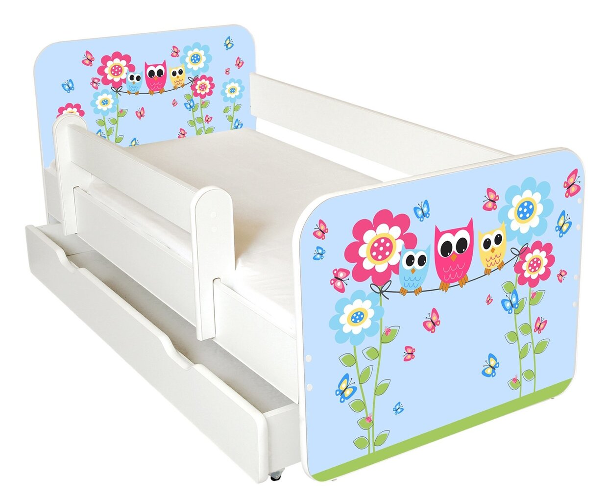 Gulta ar matraci, veļas kasti un noņemamu maliņu Ami 44, 140x70cm цена и информация | Bērnu gultas | 220.lv