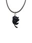 Kaklarota ar melns kaķis piekariņu un pītas melnas ādas aukliņas regulējama garuma aizdari цена и информация | Kaklarotas | 220.lv