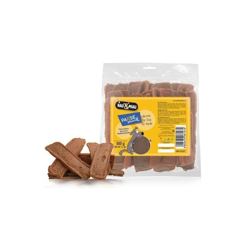 PAUSE SNACK beef slices - Liellopu gaļas šķēles 500g - papildbarība pieaugušiem suniem цена и информация | Gardumi suņiem | 220.lv