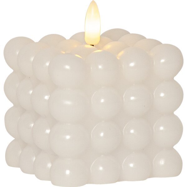 Vaska svece LED Flamme Dot balts 9.5cm cena un informācija | Sveces un svečturi | 220.lv