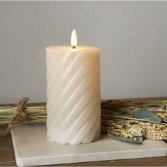 Vaska svece LED Flamme Swirl bēšs 15cm cena un informācija | Sveces un svečturi | 220.lv