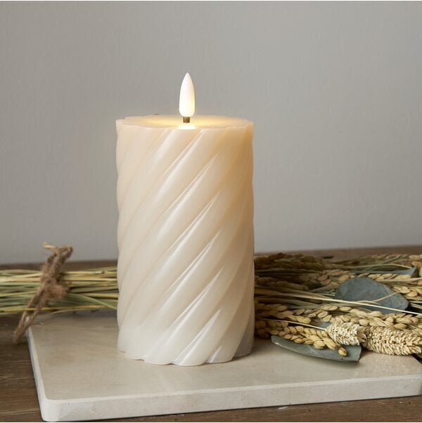 Vaska svece LED Flamme Swirl bēšs 15cm цена и информация | Sveces un svečturi | 220.lv