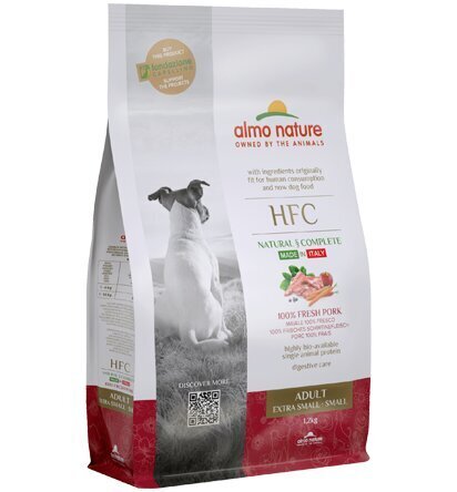 Almo Nature HFC Adult Dog, XS/S izmēra suņiem, ar cūkgaļu, 1.2kg cena un informācija | Sausā barība suņiem | 220.lv