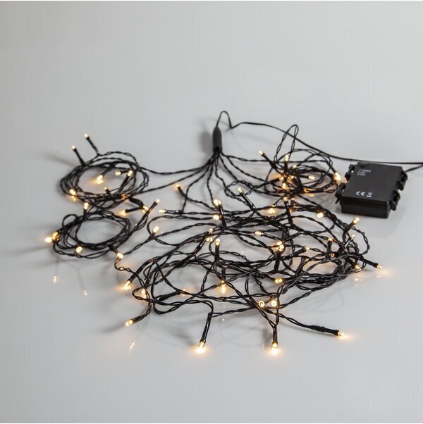 LED dekoratīvā gaismas ķēde ar 140cm 64LED silti baltām baterijām cena un informācija | Ziemassvētku lampiņas, LED virtenes | 220.lv