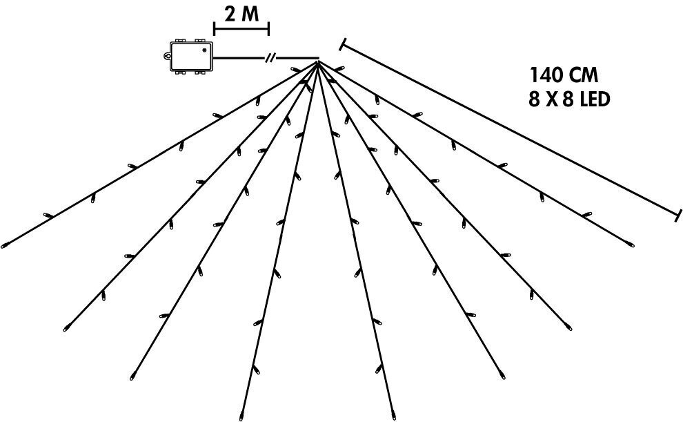 LED dekoratīvā gaismas ķēde ar 140cm 64LED silti baltām baterijām cena un informācija | Ziemassvētku lampiņas, LED virtenes | 220.lv