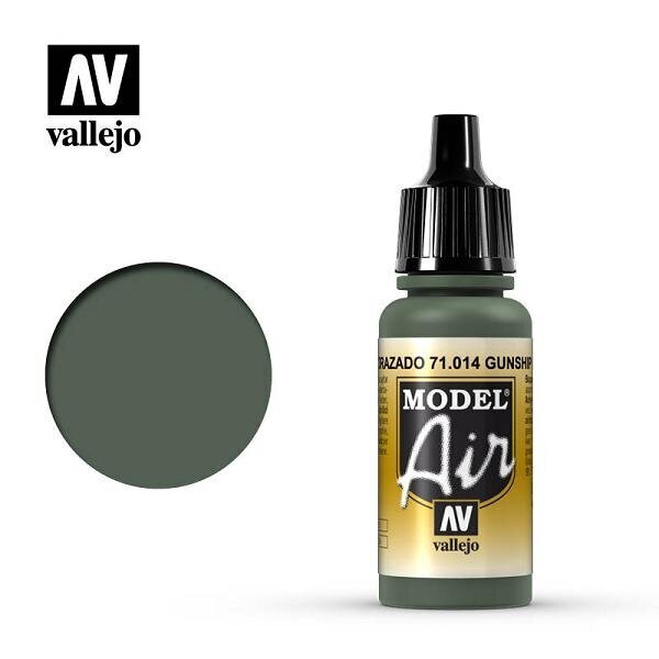 Akrila krāsa Gunship Green 17 ml. Model Air 71014 Vallejo cena un informācija | Modelēšanas un zīmēšanas piederumi | 220.lv