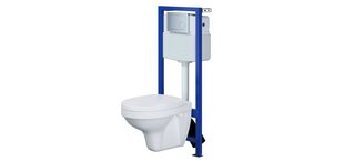 WC komplekts Cersanit Agis Plus: tualetes pods + pogas + iebūvējamais rāmis + poda vāks cena un informācija | Tualetes podi | 220.lv