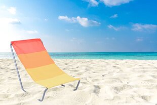 Saliekams tūristu pludmales zvilnis Olek - ar oranžām svītrām cena un informācija | Sauļošanās krēsli | 220.lv