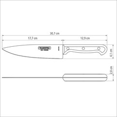 Кухонный поварской нож Tramontina ULTRACORTE 7" цена и информация | столовые приборы kinghoff 24шт. стекло kh-1512 | 220.lv