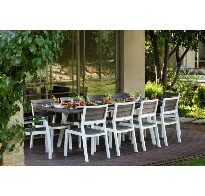 Dārza galds izvelkams Harmony Extendable balts/bēšs cena un informācija | Dārza galdi | 220.lv
