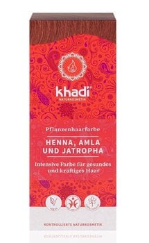 Растительная краска для волос Khadi Henna, Amla и Jatropha (красно-коричневая) 100 г цена и информация | Краска для волос | 220.lv