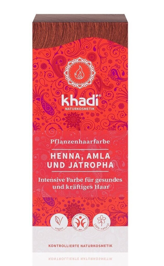 Khadi augu matu krāsa Henna, Amla un Jatropha (sarkanbrūna), 100 g цена и информация | Matu krāsas | 220.lv