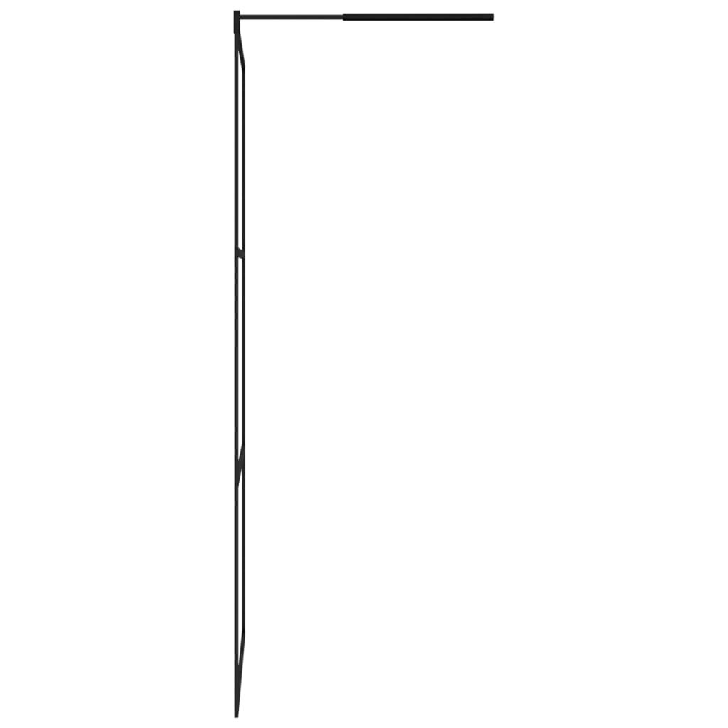vidaXL dušas siena, caurspīdīgs ESG stikls, 115x195 cm, melna cena un informācija | Dušas durvis, dušas sienas | 220.lv