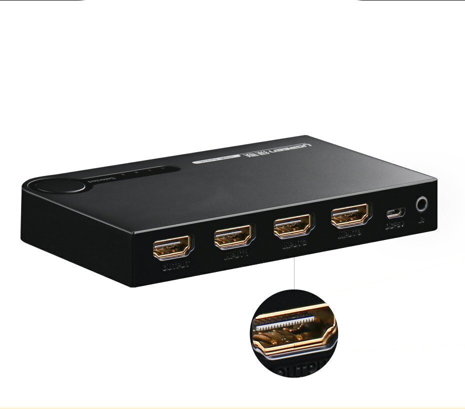 Komutators Ugreen HDMI - 3x HDMI, 3D, 4K, 7,5 Gbps, 36 bit цена и информация | Komutatori (Switch) | 220.lv