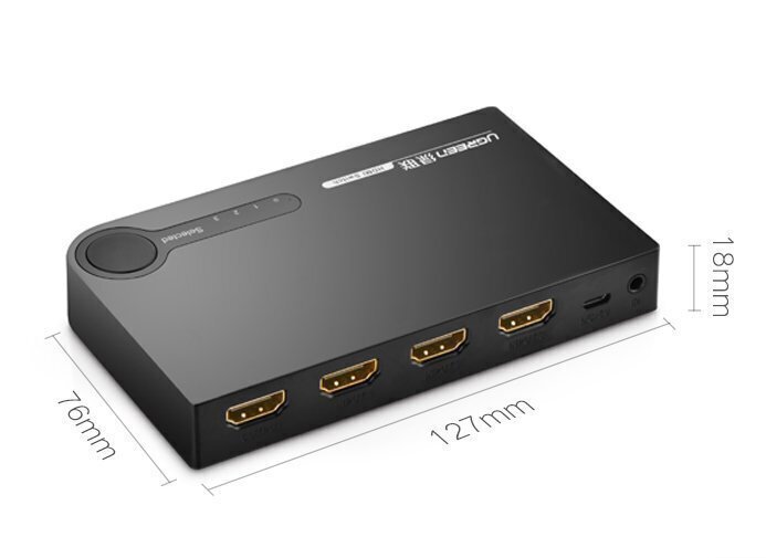 Komutators Ugreen HDMI - 3x HDMI, 3D, 4K, 7,5 Gbps, 36 bit cena un informācija | Komutatori (Switch) | 220.lv