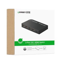 Komutators Ugreen HDMI - 3x HDMI, 3D, 4K, 7,5 Gbps, 36 bit cena un informācija | Komutatori (Switch) | 220.lv