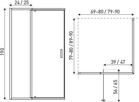 Dušas kabīne Kerra Dunaj 1-D 70-80x80 цена и информация | Dušas kabīnes | 220.lv