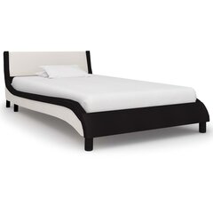 vidaXL gultas rāmis ar LED, melna un balta mākslīgā āda, 90x200 cm cena un informācija | Gultas | 220.lv