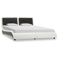 vidaXL gultas rāmis ar LED, balta un melna mākslīgā āda, 120x200 cm cena un informācija | Gultas | 220.lv